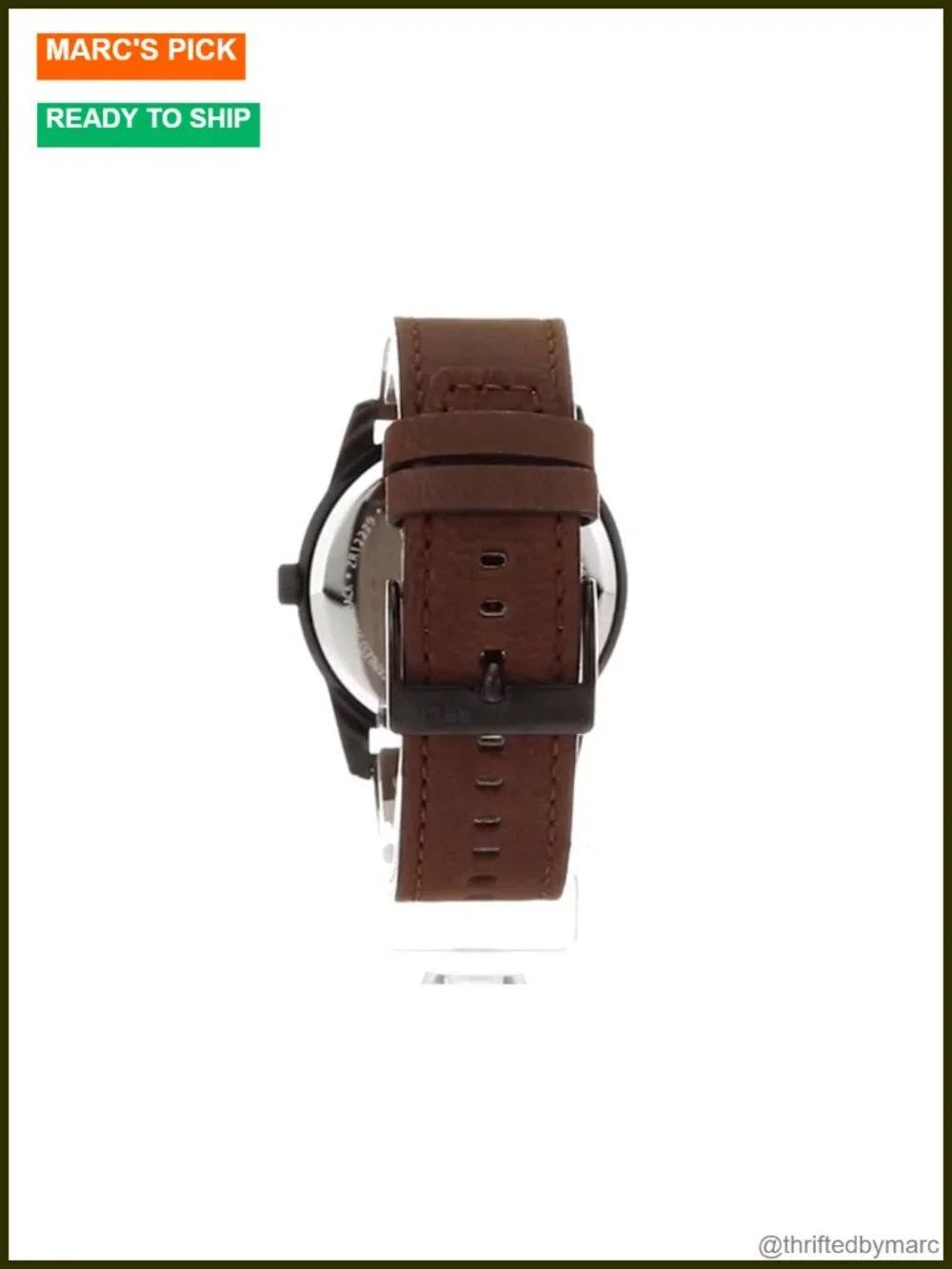 Men's Brown Leather Strap Watch with Day-Date Quartz Movement